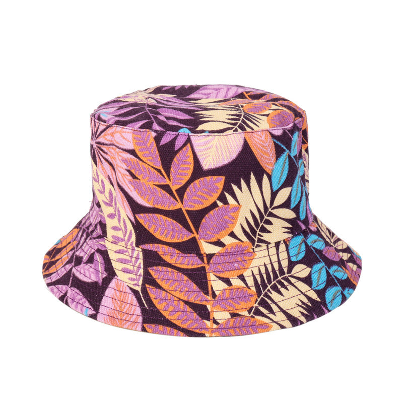 European And American New Printing Bucket Hat Women's Spring And Summer Canvas Hat Travel Beach Double-sided Wear Bucket Hat Generation Hair