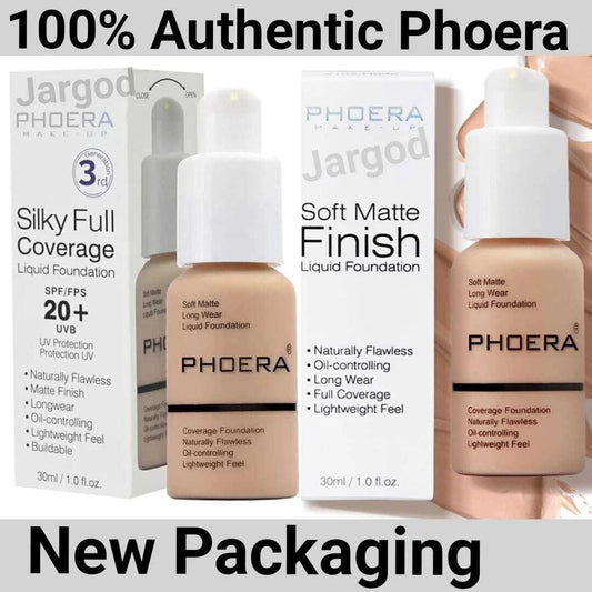 Phoera Foundation Makeup Full Coverage Liquid Base Brighten Long Lasting Shade
