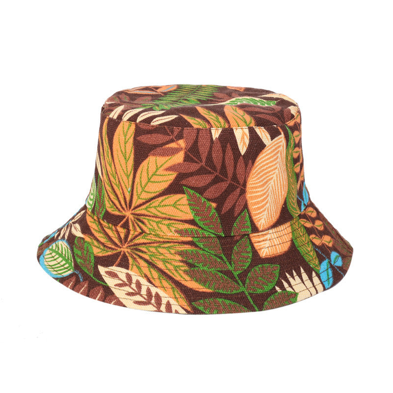 European And American New Printing Bucket Hat Women's Spring And Summer Canvas Hat Travel Beach Double-sided Wear Bucket Hat Generation Hair