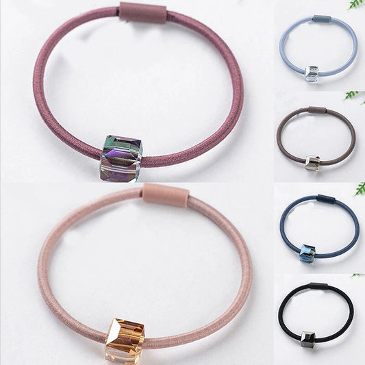 Women Solid Crystal Hair Ring Hair Rope Rubber Bands Scrunchie Hair Accessories